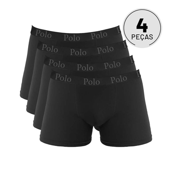Kit com 4 Cuecas Boxer Black Edition - Polo Match