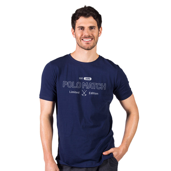 Camiseta College Gola Redonda Azul - Polo Match