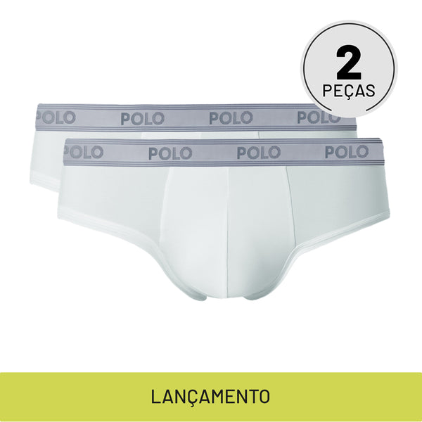 Kit com 2 Cuecas Slip Sport Branca - Polo Match
