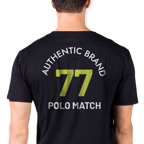 Camiseta Authentic 77 Gola Redonda Preta  - Polo Match