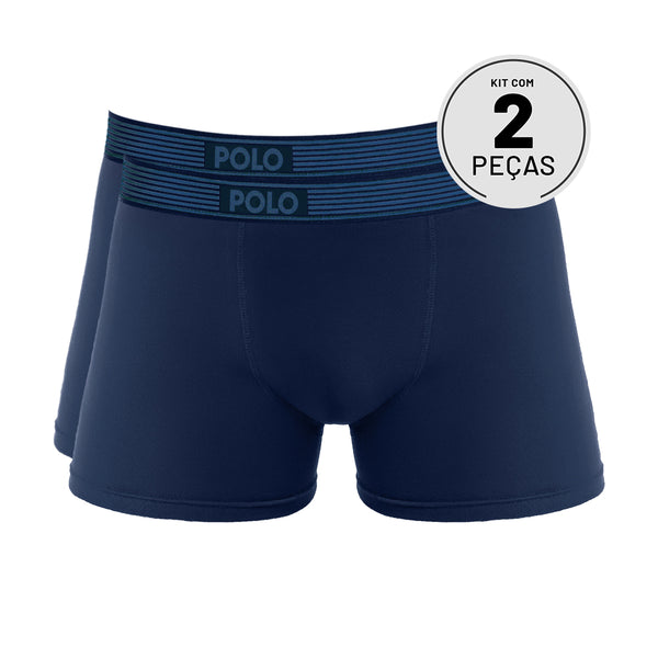 Kit com 2 Cuecas Boxer Comfort Azul - Polo Match
