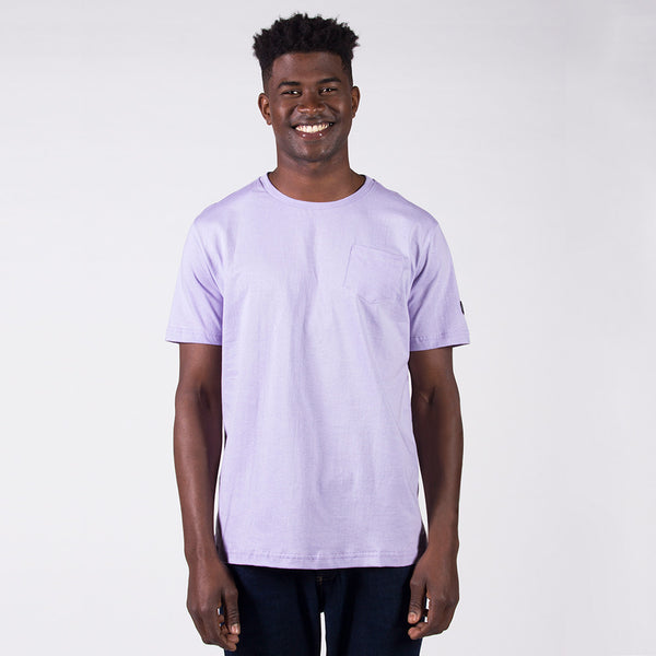 Camiseta Gola Redonda com Bolso Slim Fit Lavanda - Polo Match