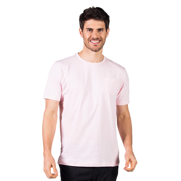 Camiseta Gola Redonda com Bolso Slim Fit Rosa - Polo Match