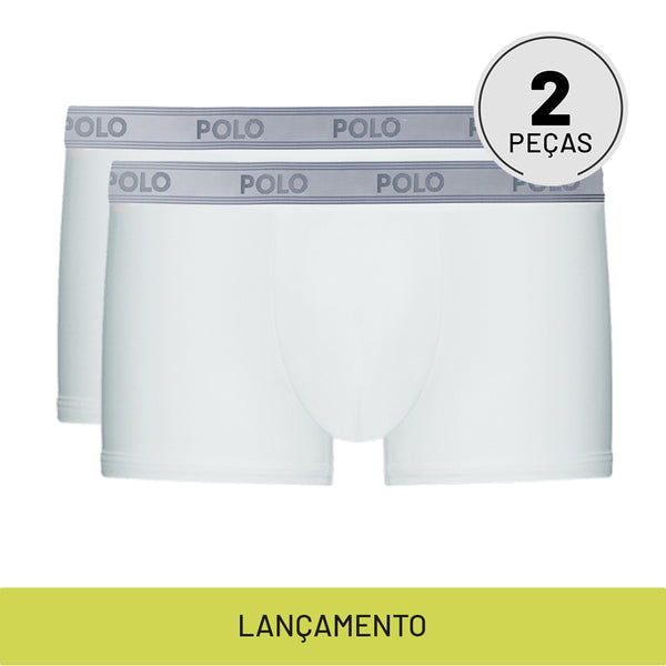 Kit com 2 Cuecas Boxer Sport Branca - Polo Match